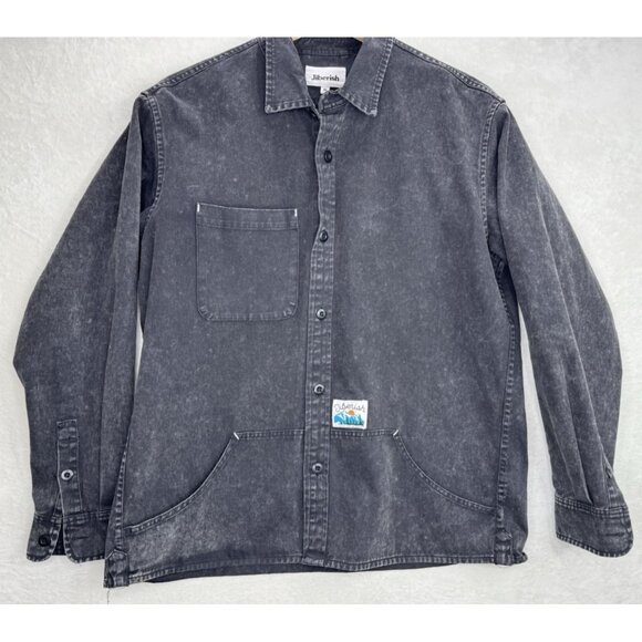 Jibberish Denver Men's Black Denim Button Up Shirt Size Medium - Picture 2 of 9